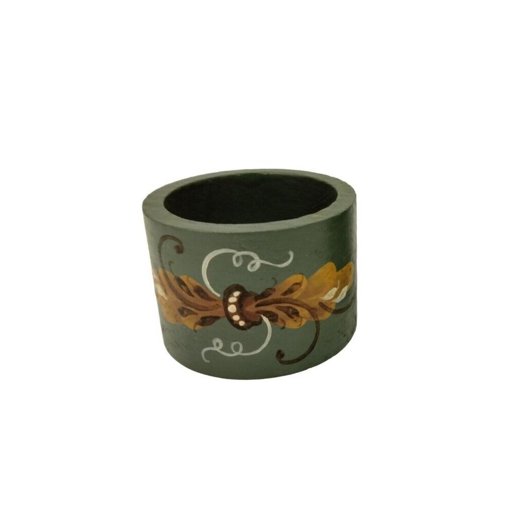 Dutch Tolle Hand Painted Wood Napkin Ring Wrap Blue Craft